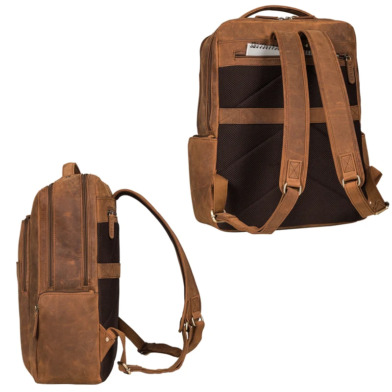 "Sigrid" Zeitloser Leder Rucksack mit Laptopfach 17 Zoll
