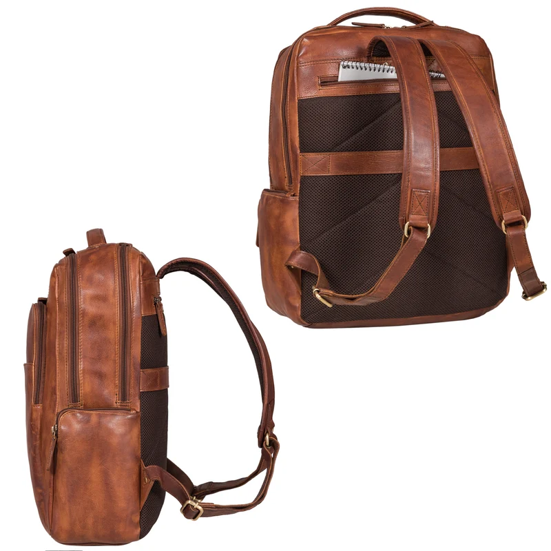 "Sigrid" Zeitloser Leder Rucksack mit Laptopfach 17 Zoll