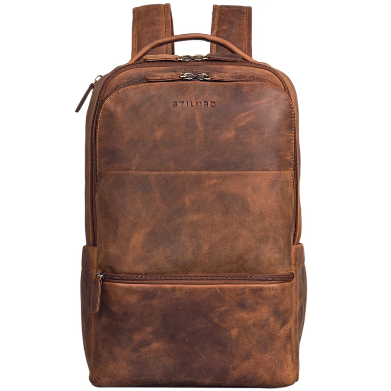 "Thore" Luxuriöser Leder Rucksack mit Laptopfach 17 Zoll