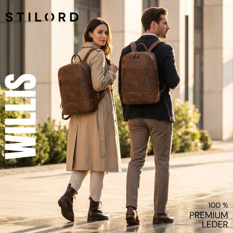 "Willis" Großer Tagesrucksack für Damen und Herren Echtleder