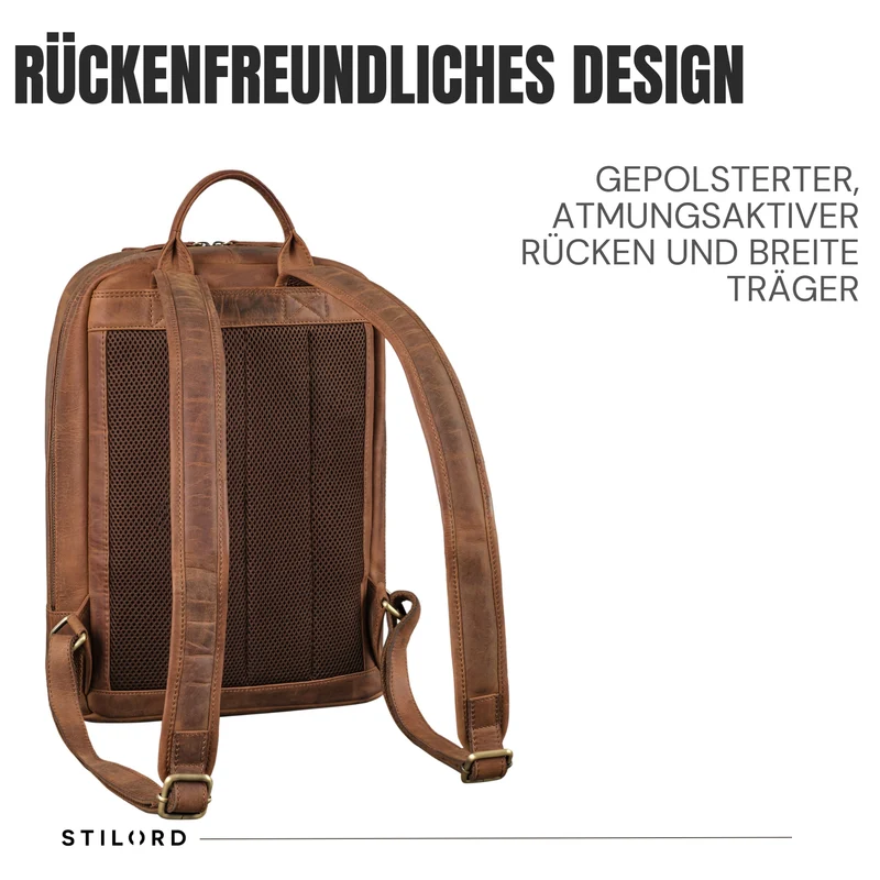"Willis" Großer Tagesrucksack für Damen und Herren Echtleder