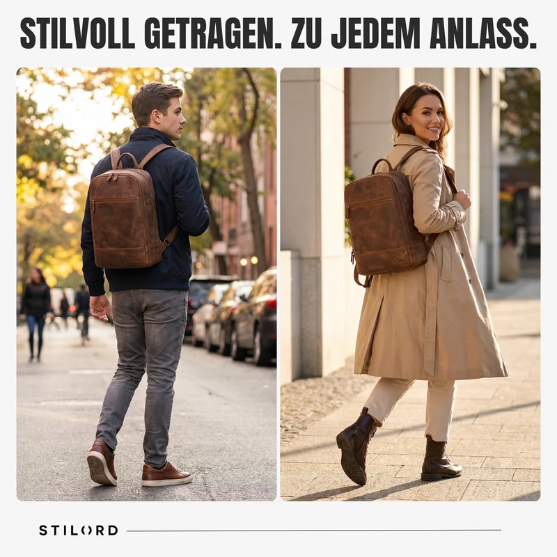 "Willis" Großer Tagesrucksack für Damen und Herren Echtleder