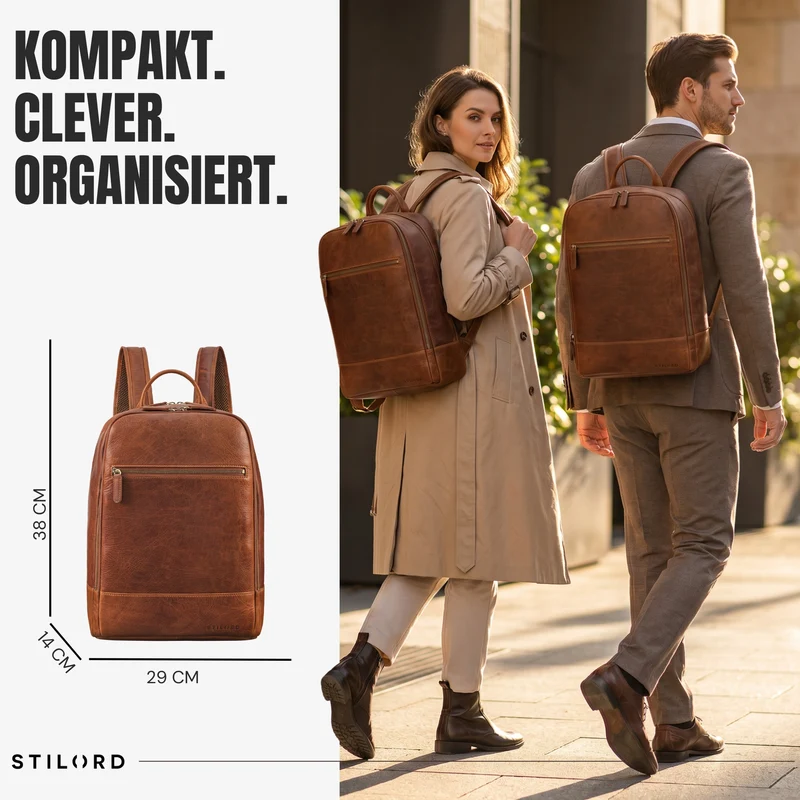 "Willis" Großer Tagesrucksack für Damen und Herren Echtleder