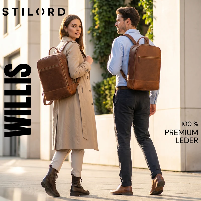 "Willis" Großer Tagesrucksack für Damen und Herren Echtleder