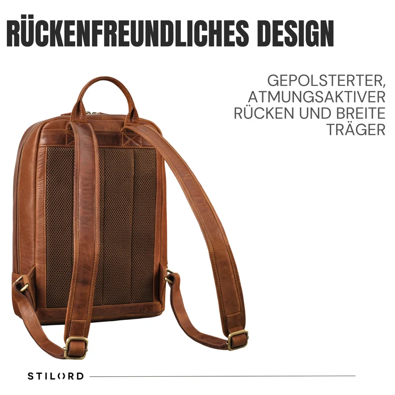 "Willis" Großer Tagesrucksack für Damen und Herren Echtleder