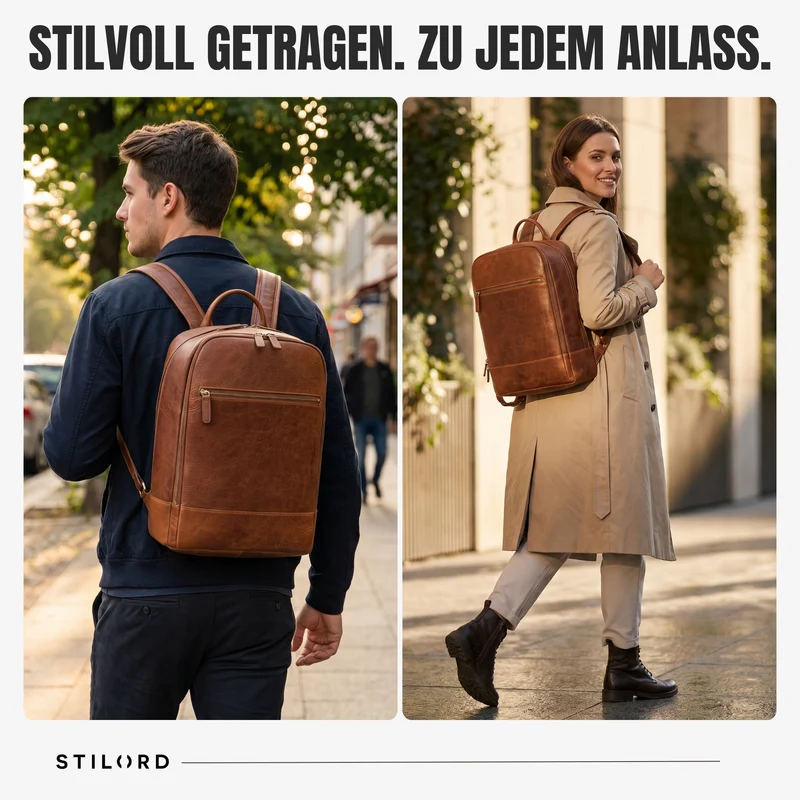 "Willis" Großer Tagesrucksack für Damen und Herren Echtleder