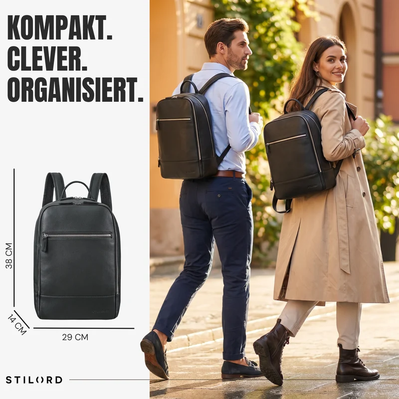 "Willis" Großer Tagesrucksack für Damen und Herren Echtleder