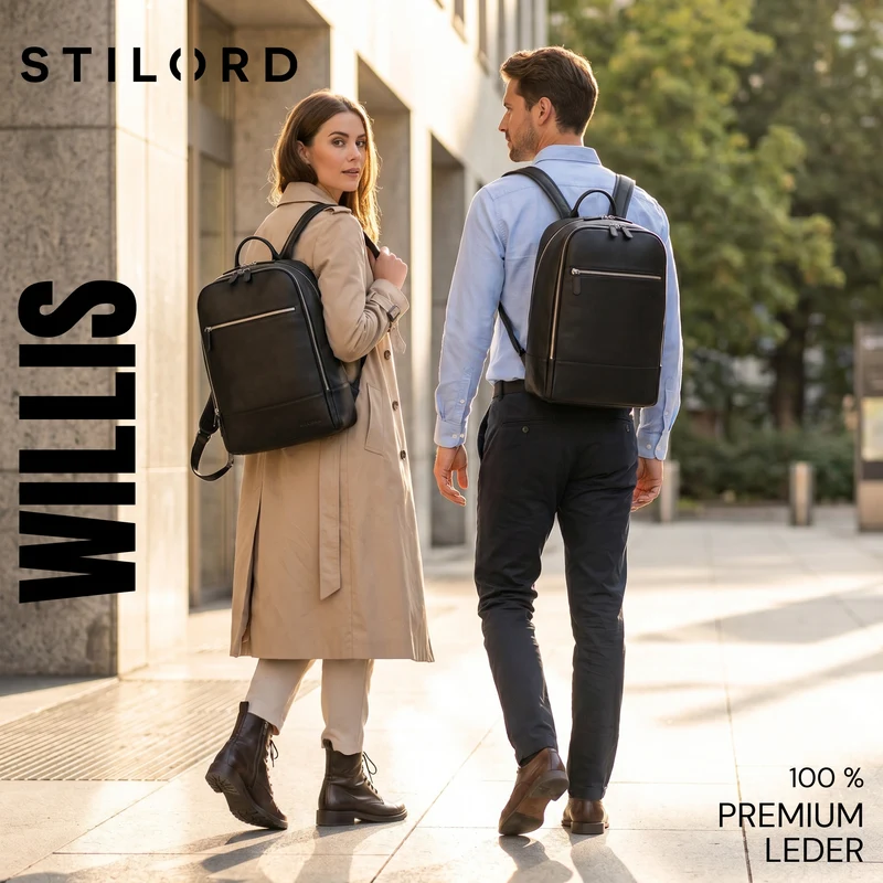 "Willis" Großer Tagesrucksack für Damen und Herren Echtleder