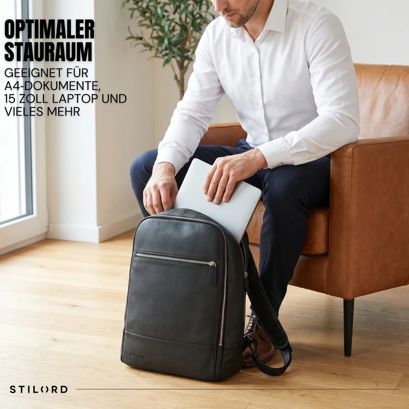 "Willis" Großer Tagesrucksack für Damen und Herren Echtleder