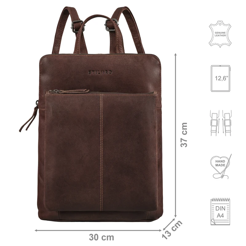 "Jenny" Moderner Lederrucksack Damen Echtleder mittelgroß schlank