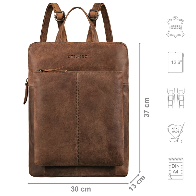 "Jenny" Moderner Lederrucksack Damen Echtleder mittelgroß schlank