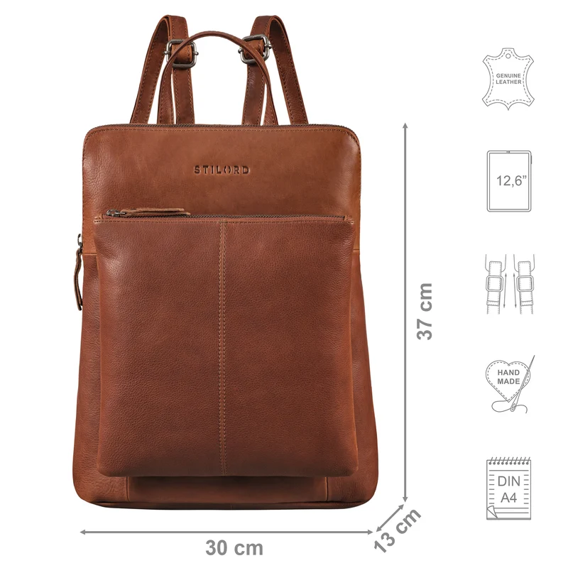 "Jenny" Moderner Lederrucksack Damen Echtleder mittelgroß schlank