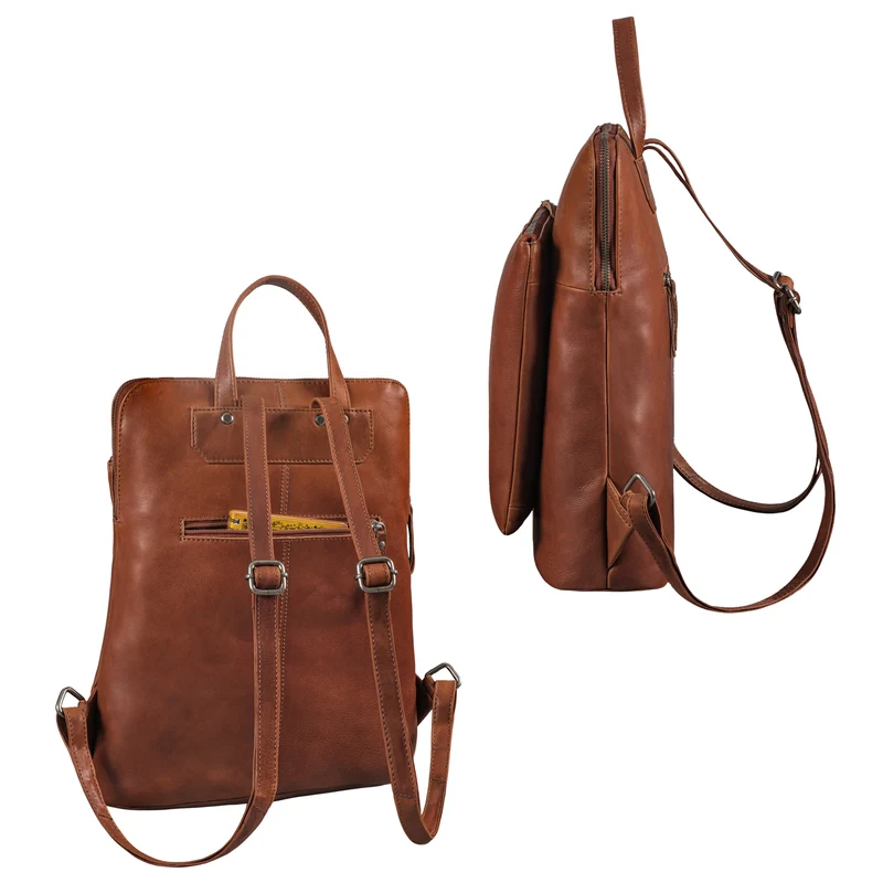 "Jenny" Moderner Lederrucksack Damen Echtleder mittelgroß schlank