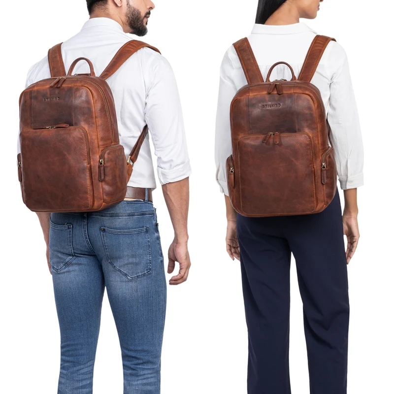"Florian" Geräumiger Lederrucksack Herren und Damen bis 16 Zoll