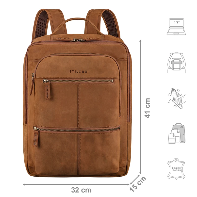 "Coryo" Laptop Rucksack Leder Groß