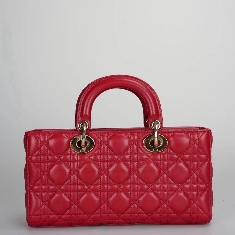 Rote mittelgroße Cannage Lady D-Joy-Tasche aus Lammleder von Dior