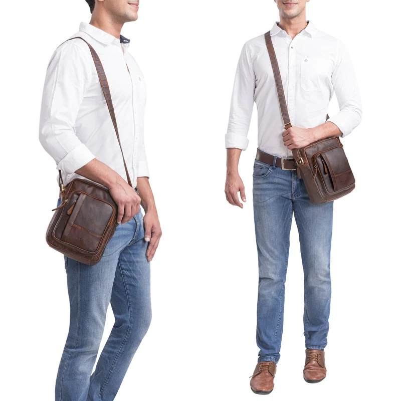 "Godric" Herrentasche zum Umhängen Leder Mittel Arbeit und Freizeit