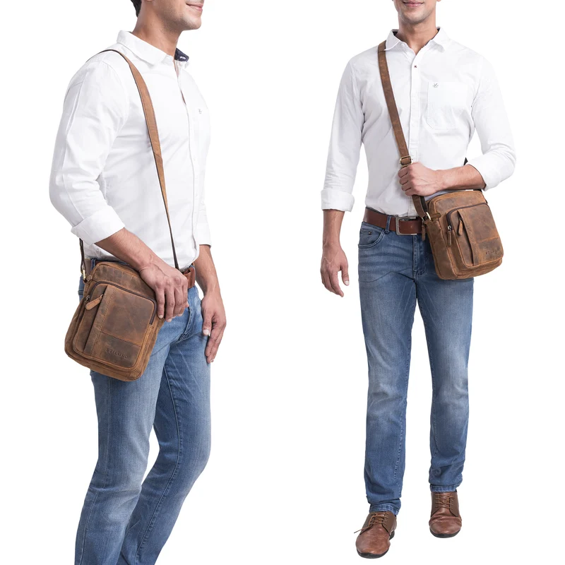 "Godric" Herrentasche zum Umhängen Leder Mittel Arbeit und Freizeit