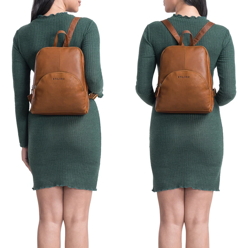 "Josephine" Lederrucksack Damen Klein Echt-Leder mit vielen Fächern