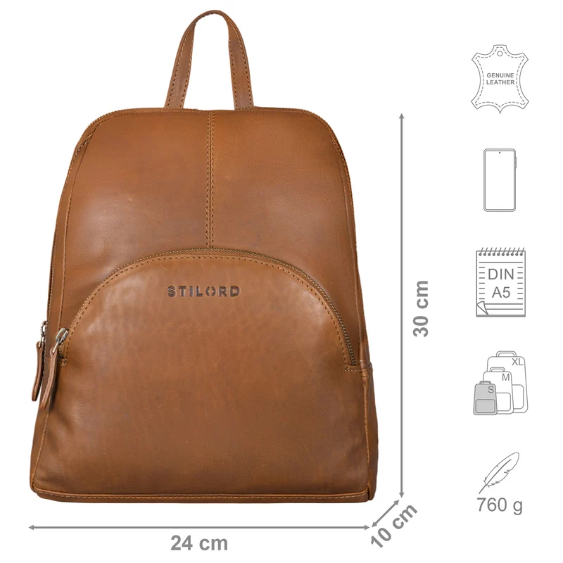 "Josephine" Lederrucksack Damen Klein Echt-Leder mit vielen Fächern