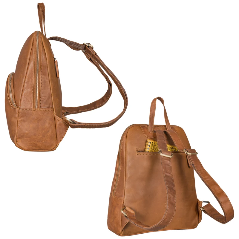 "Josephine" Lederrucksack Damen Klein Echt-Leder mit vielen Fächern