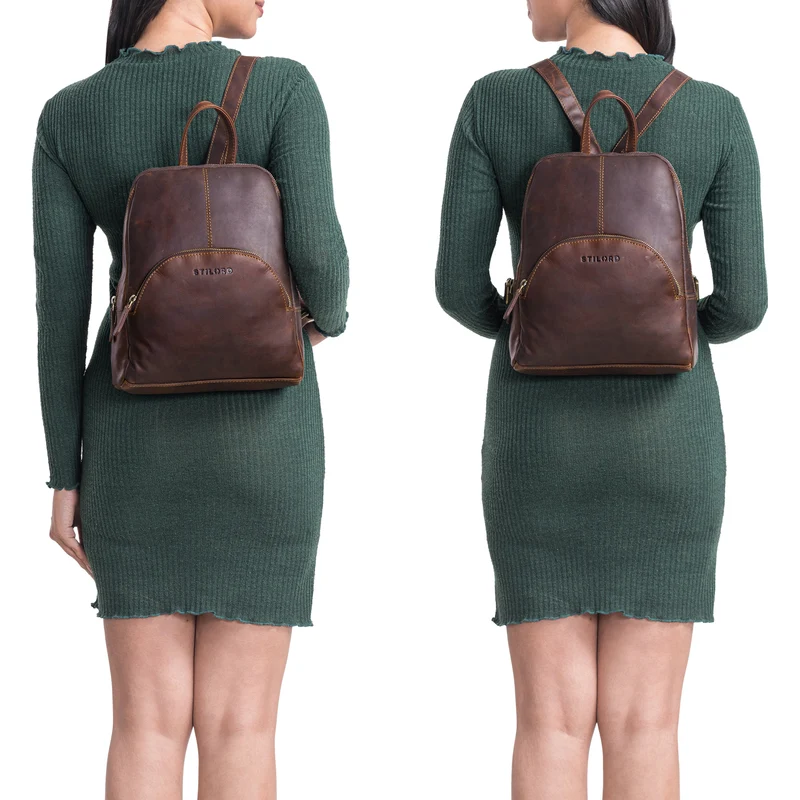 "Josephine" Lederrucksack Damen Klein Echt-Leder mit vielen Fächern