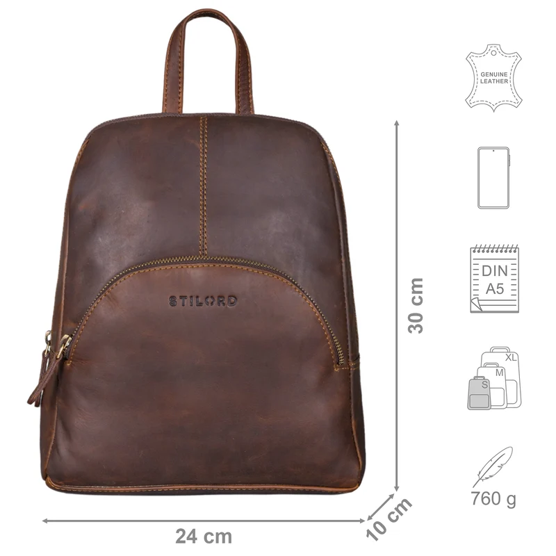 "Josephine" Lederrucksack Damen Klein Echt-Leder mit vielen Fächern