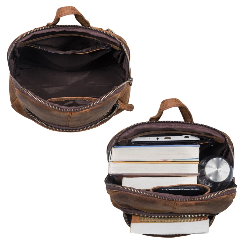 "Josephine" Lederrucksack Damen Klein Echt-Leder mit vielen Fächern
