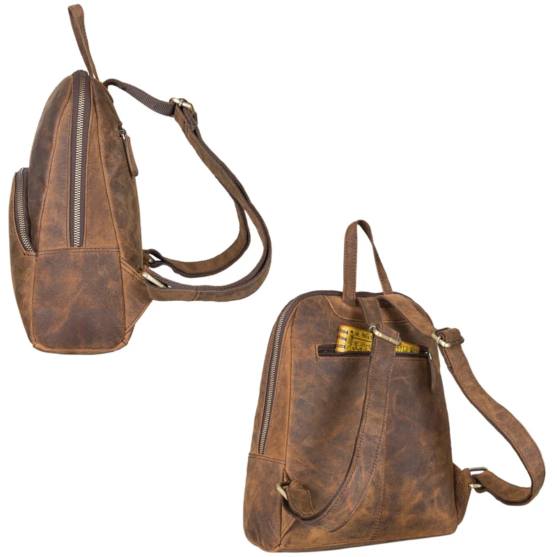 "Josephine" Lederrucksack Damen Klein Echt-Leder mit vielen Fächern