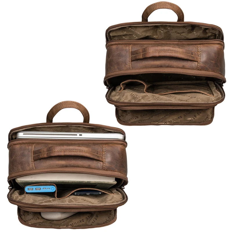 "Albert" Moderner Business Rucksack Leder 17 Zoll Laptopfach Herren
