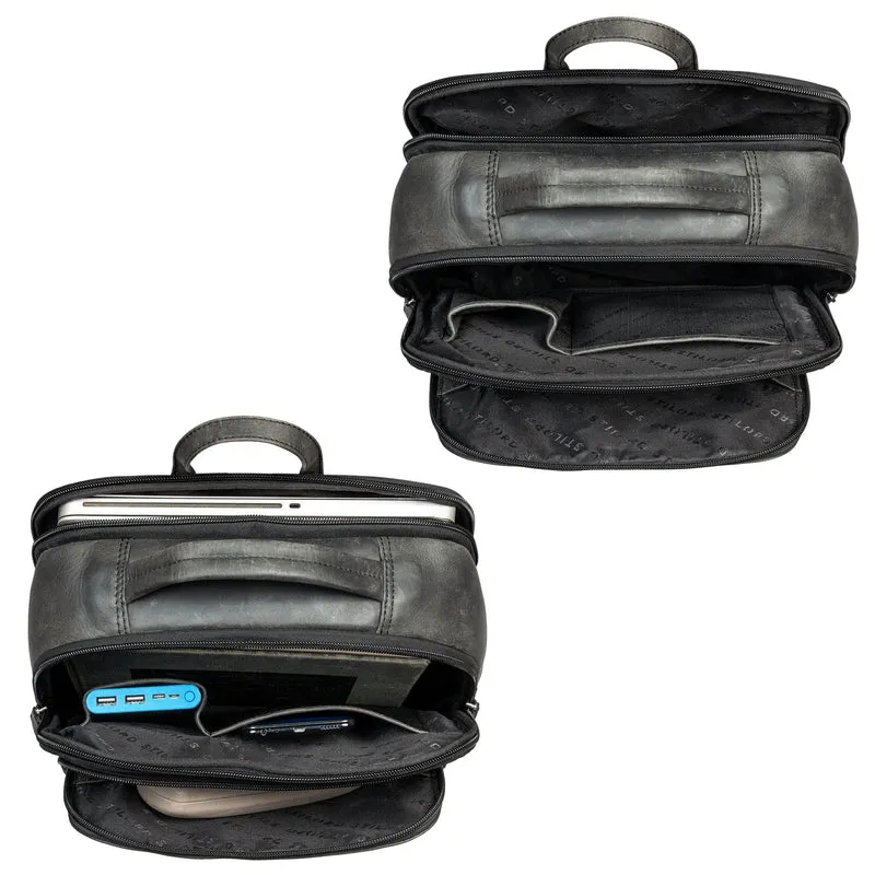 "Albert" Moderner Business Rucksack Leder 17 Zoll Laptopfach Herren
