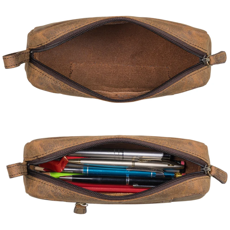 "Ted" Vintage Federpenal Etui Leder klein Unisex