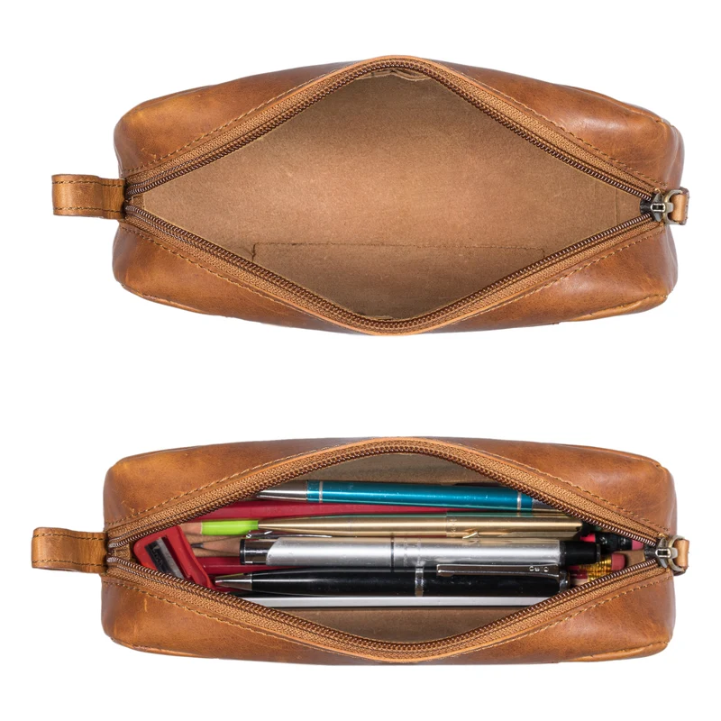 "Ted" Vintage Federpenal Etui Leder klein Unisex
