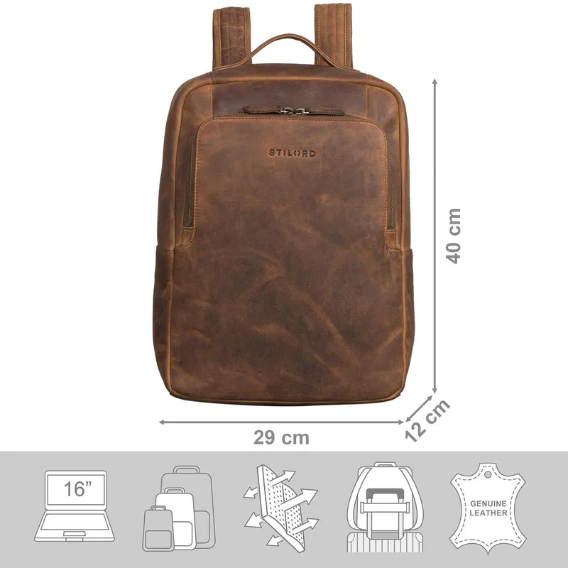 "Sören" Business Rucksack Leder mit Laptop-Fach 15 - 16 Zoll Leder