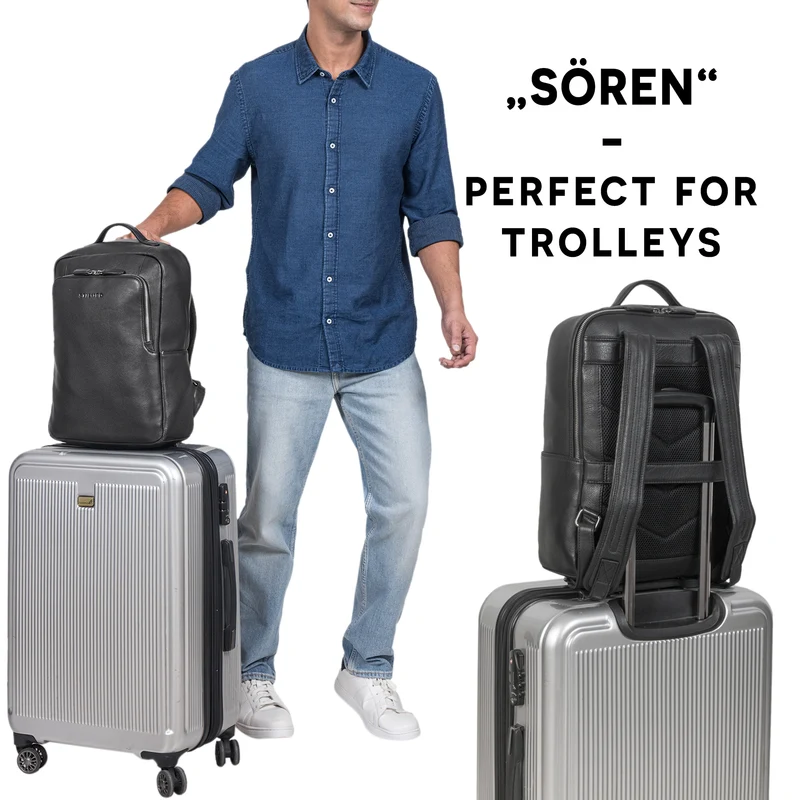 "Sören" Business Rucksack Leder mit Laptop-Fach 15 - 16 Zoll Leder