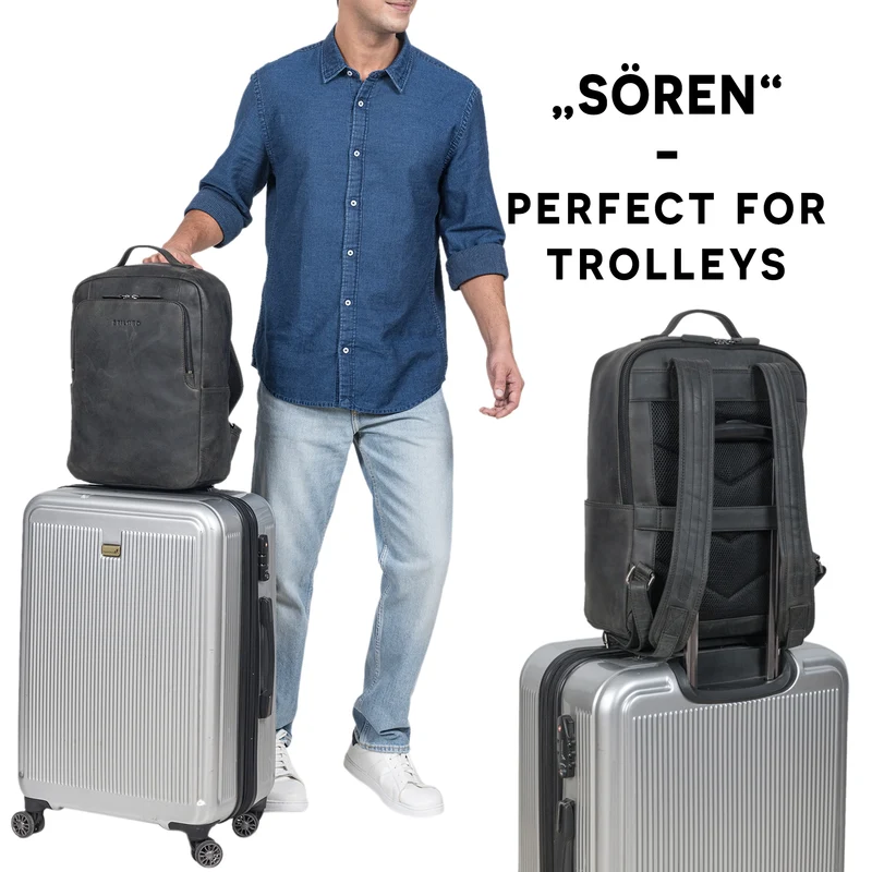 "Sören" Business Rucksack Leder mit Laptop-Fach 15 - 16 Zoll Leder