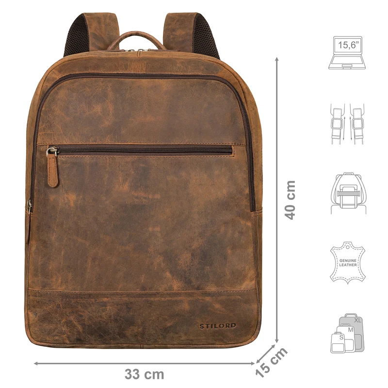 "Norbert" Großer Rucksack mit Laptopfach 15,6 Zoll Leder