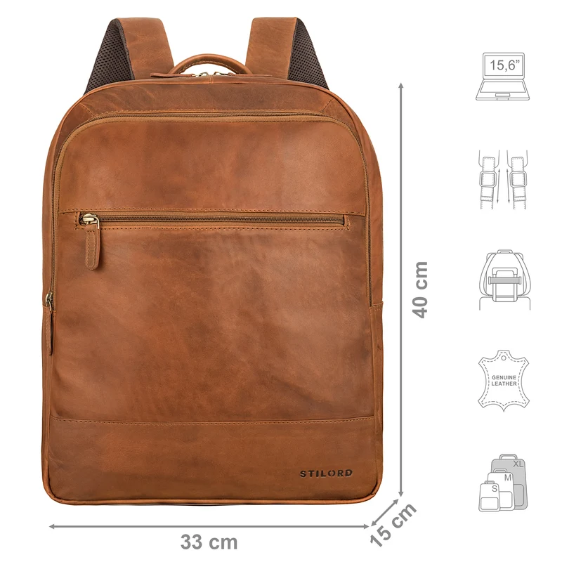 "Norbert" Großer Rucksack mit Laptopfach 15,6 Zoll Leder