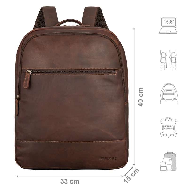 "Norbert" Großer Rucksack mit Laptopfach 15,6 Zoll Leder