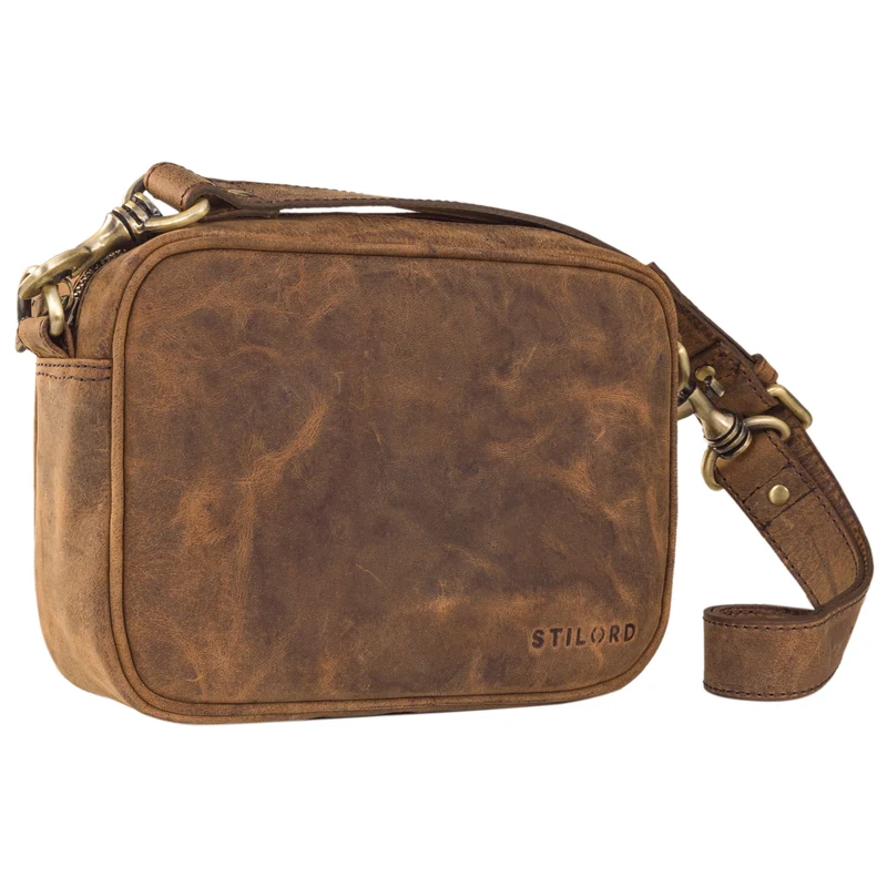 "Tamika" Leder Handtasche Damen Mittelgroß mit breitem Gurt