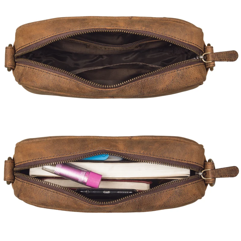 "Tamika" Leder Handtasche Damen Mittelgroß mit breitem Gurt