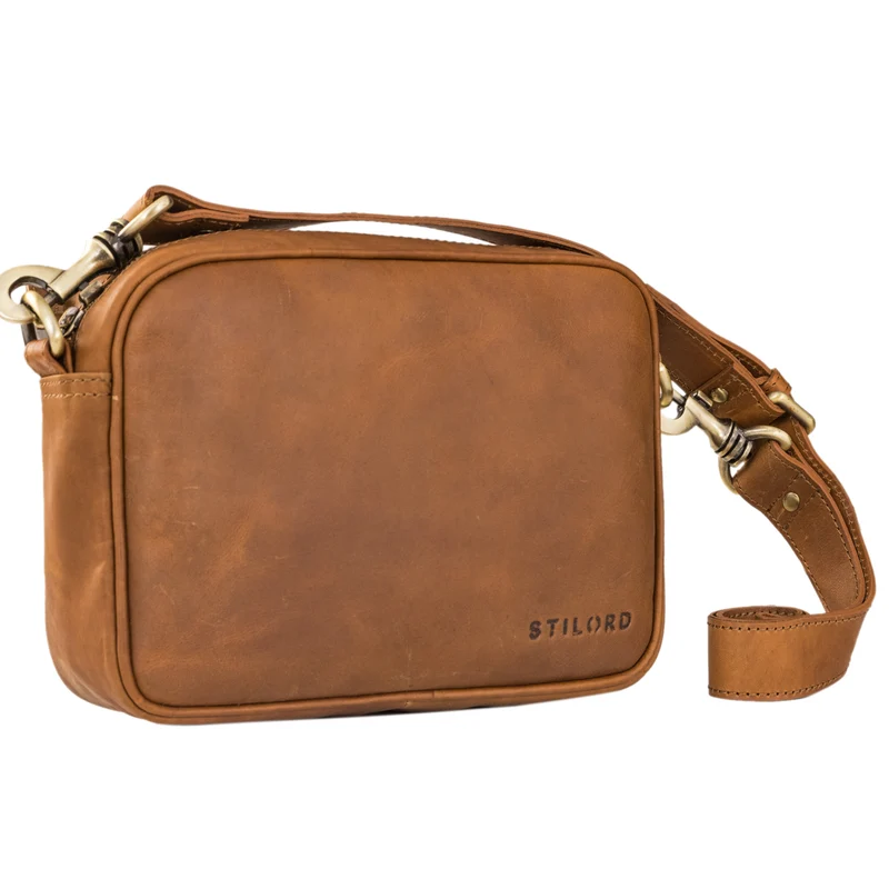 "Tamika" Leder Handtasche Damen Mittelgroß mit breitem Gurt