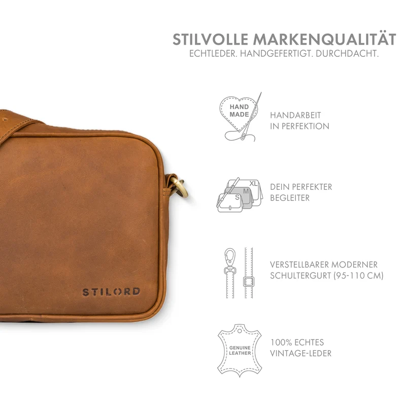 "Tamika" Leder Handtasche Damen Mittelgroß mit breitem Gurt