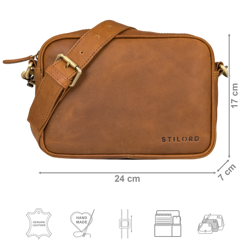 "Tamika" Leder Handtasche Damen Mittelgroß mit breitem Gurt