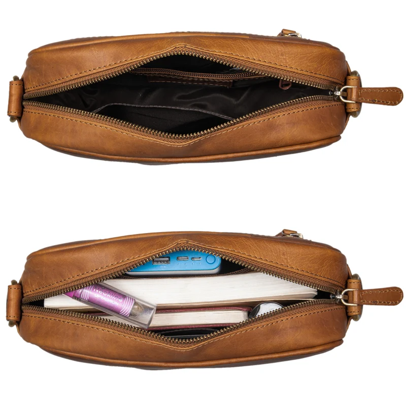 "Tamika" Leder Handtasche Damen Mittelgroß mit breitem Gurt