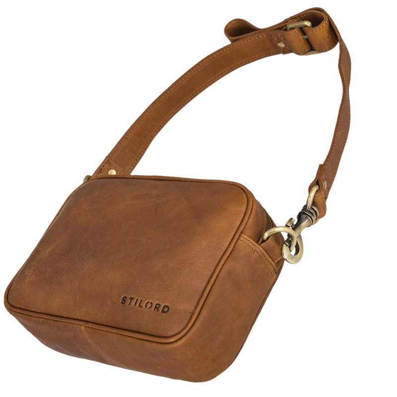 "Tamika" Leder Handtasche Damen Mittelgroß mit breitem Gurt