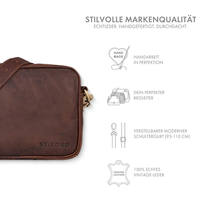 "Tamika" Leder Handtasche Damen Mittelgroß mit breitem Gurt