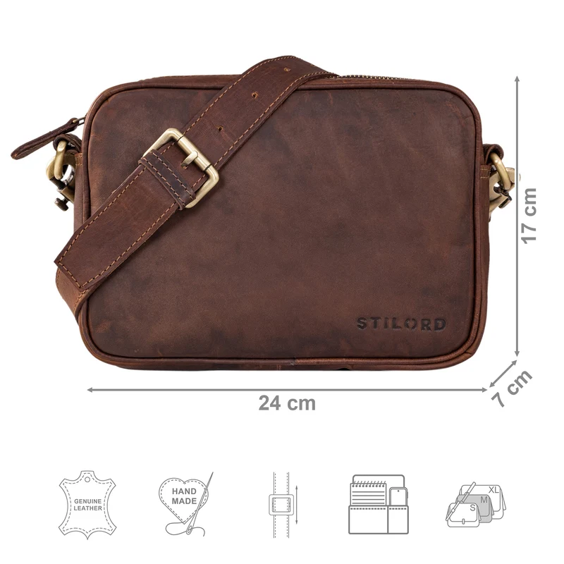 "Tamika" Leder Handtasche Damen Mittelgroß mit breitem Gurt