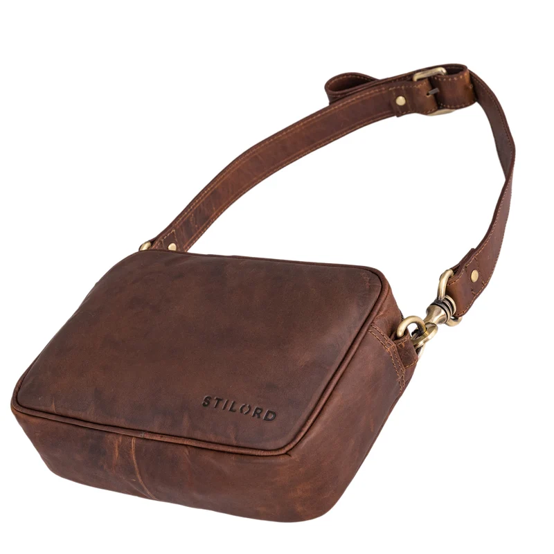"Tamika" Leder Handtasche Damen Mittelgroß mit breitem Gurt