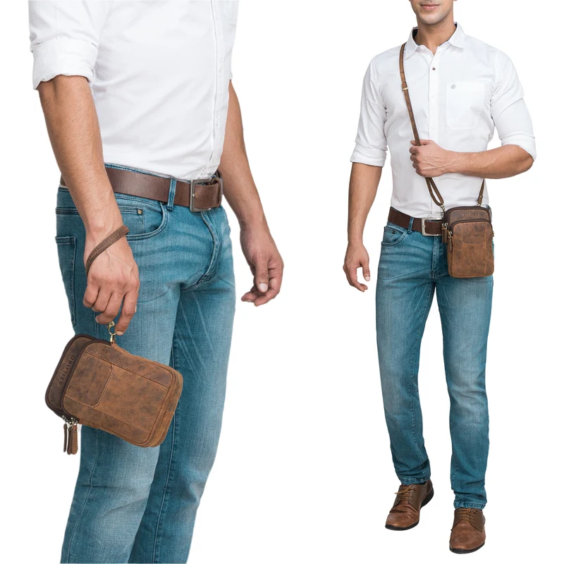 "Tertius" 3-in-1 Herren Umhängetasche Handgelenktasche Gürteltasche